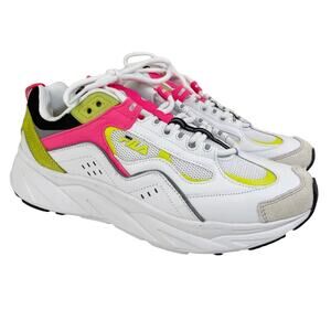 NWT FILA Women's Trigate Plus Sneaker White Safety Yellow Size 10 New